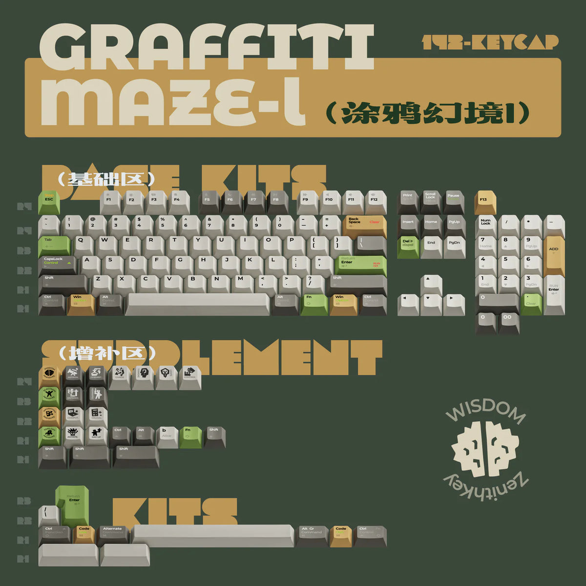 ZenithKey Graffiti Maze-L PBT Keycap Set