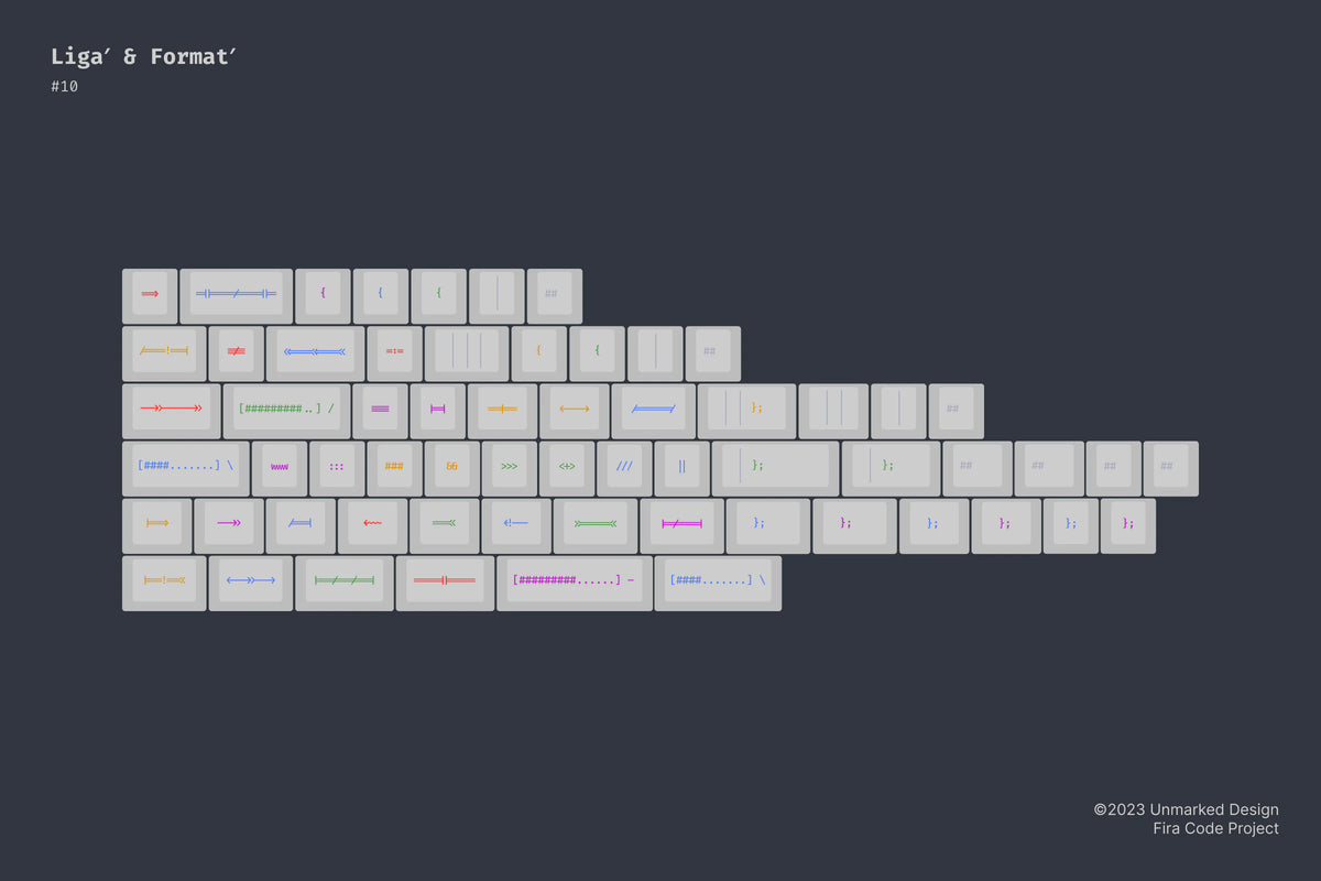 Unmarked Design - Fira Code Light PBT Keycap Set
