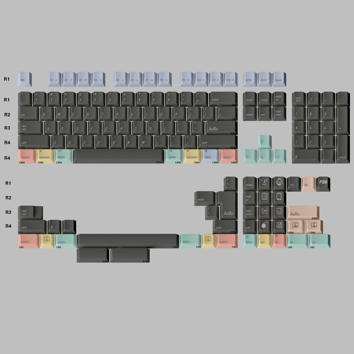 FBB 2100 Gray PBT Keycap Set