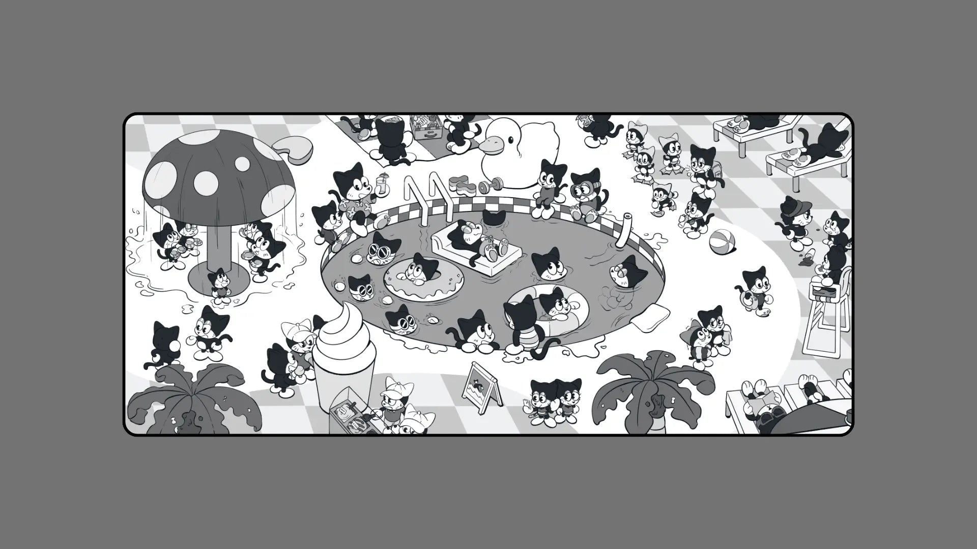 Bobtail - A Relaxing Day By The Pool Deskmat