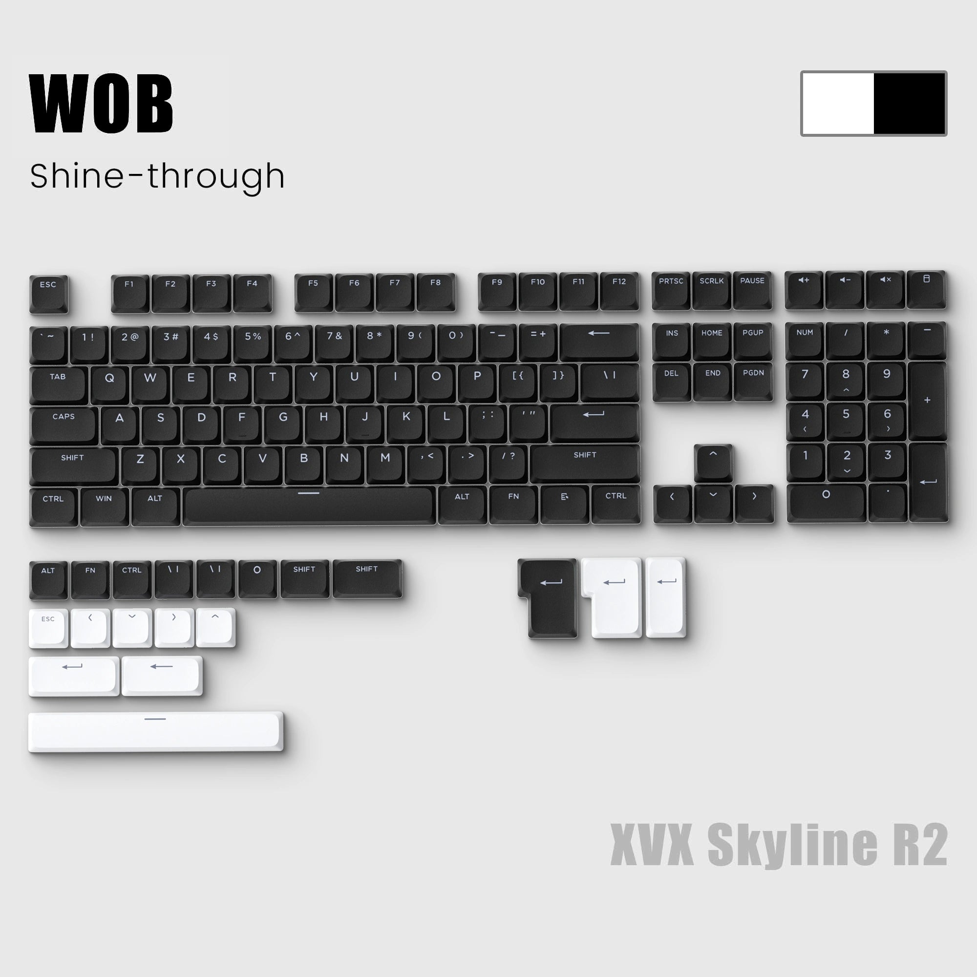 XVX Low Profile Shine-Through PBT Keycap Set