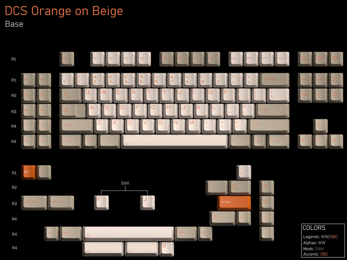 DCS Orange on Beige ABS Keycaps