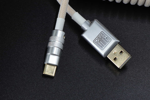 Closeup of Cloud Cream YC8 Custom Coiled Cable