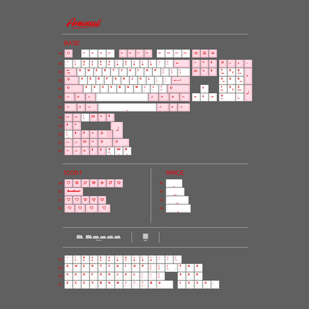 Armorsuit Sweetheart PBT Keycap Set