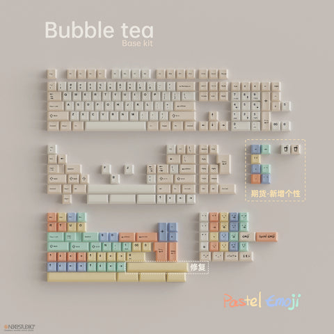 Tutkeys Bubble Tea & Pastel Emoji PBT Dye Sub Keycap Set