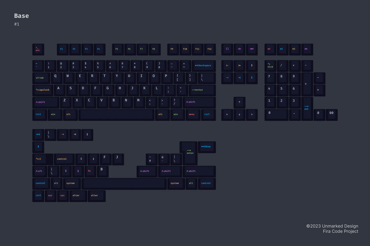 Unmarked Design - Fira Code Dark PBT Keycap Set