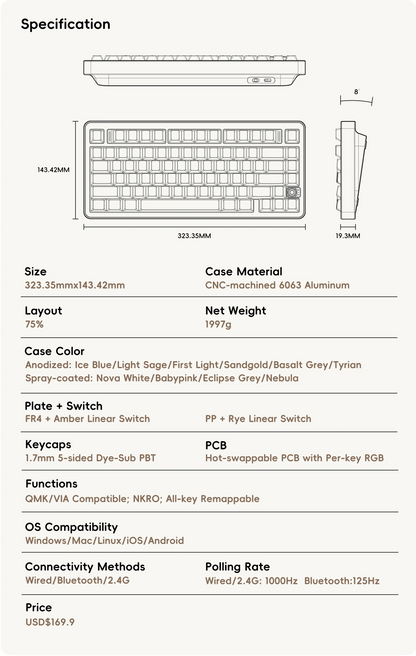 Evoworks - Evo75 Prebuilt Mechanical Keyboard Kit