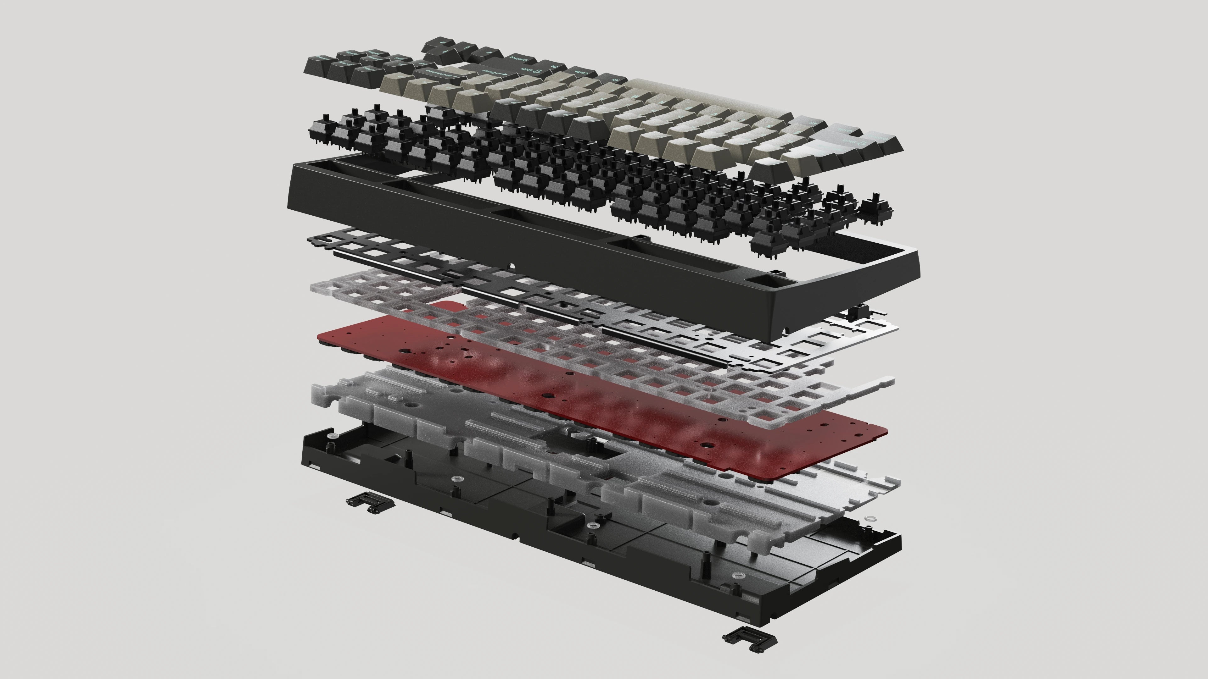 Exploded view of Vortex MultiX TKL Keyboard