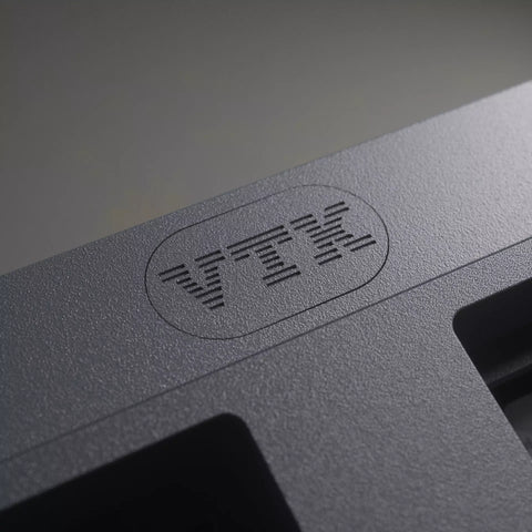 Close up of VTK badge on Vortex Model M SSK Keyboard